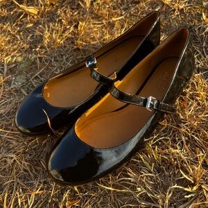 CLEAN Polo RL size 6.5 Youth Makenna Flats Black Patent Leather shoes